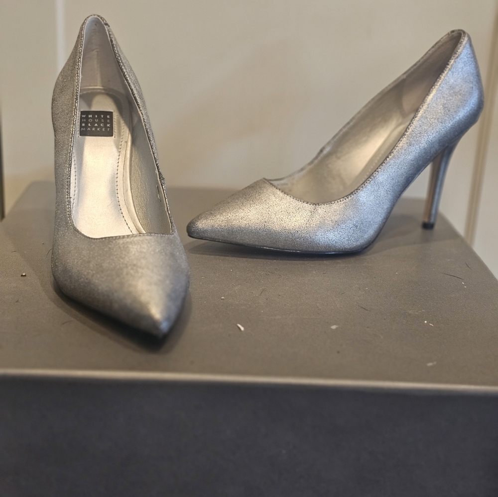 White House Black Market heels. Size 6.5M. Color: Silver